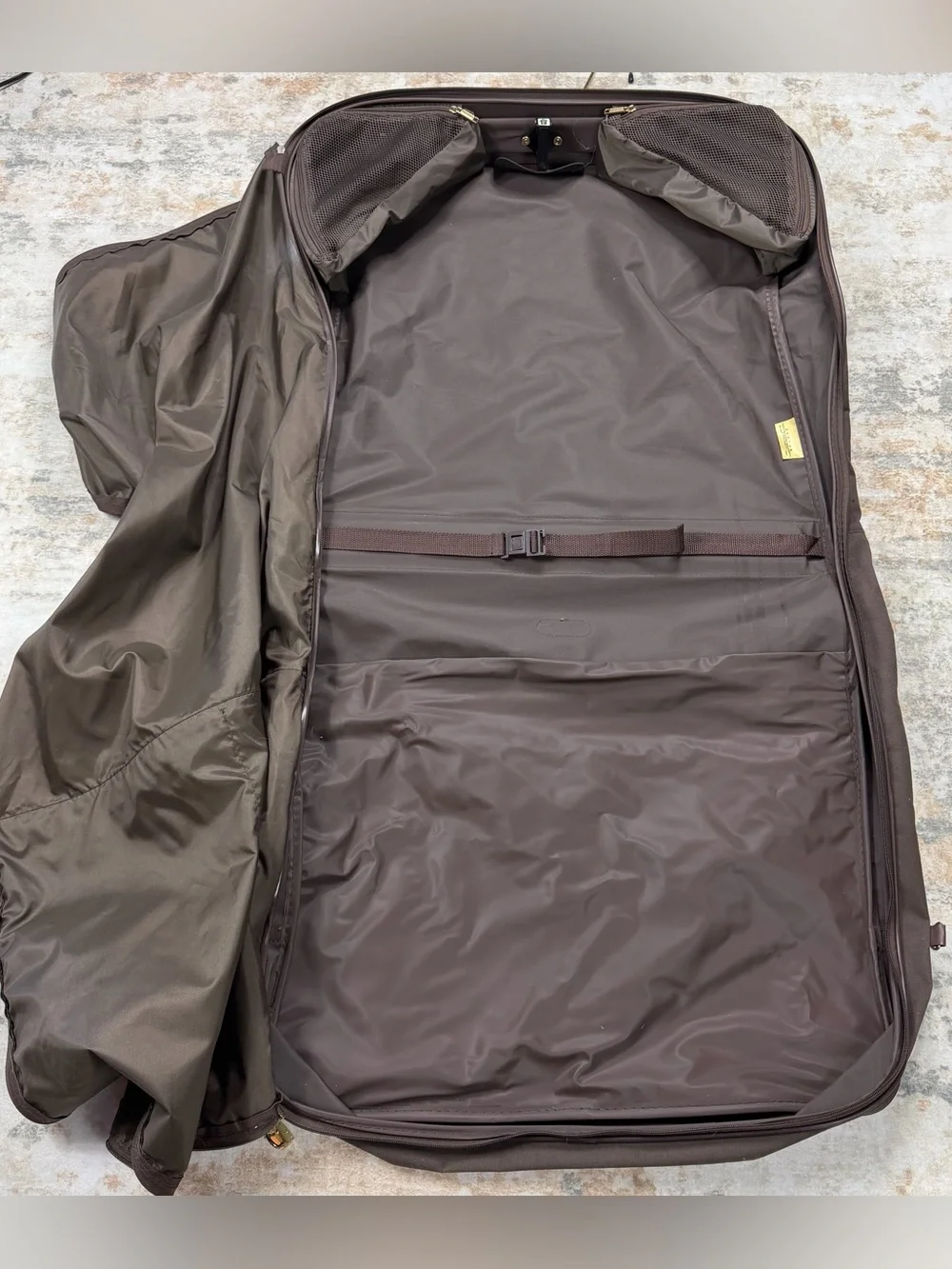 Vintage Jaguar Garment Folding Bag Travel Suit Carrier Brown & Brass 80s 90s
